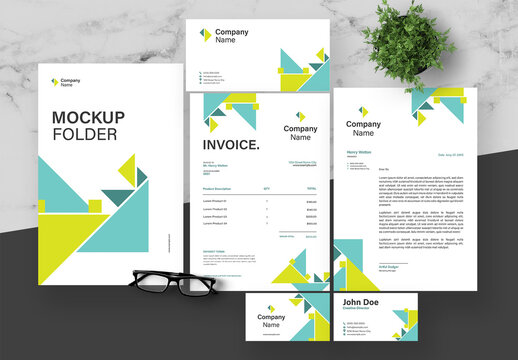 Blue And Green Clean Business Stationery