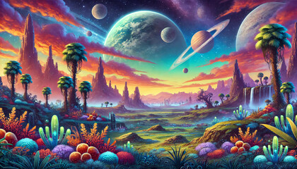 Alien Planet Background for Space RPG Game