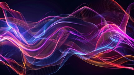 Obraz premium An abstract background with dynamic, flowing lines and bright neon colors.