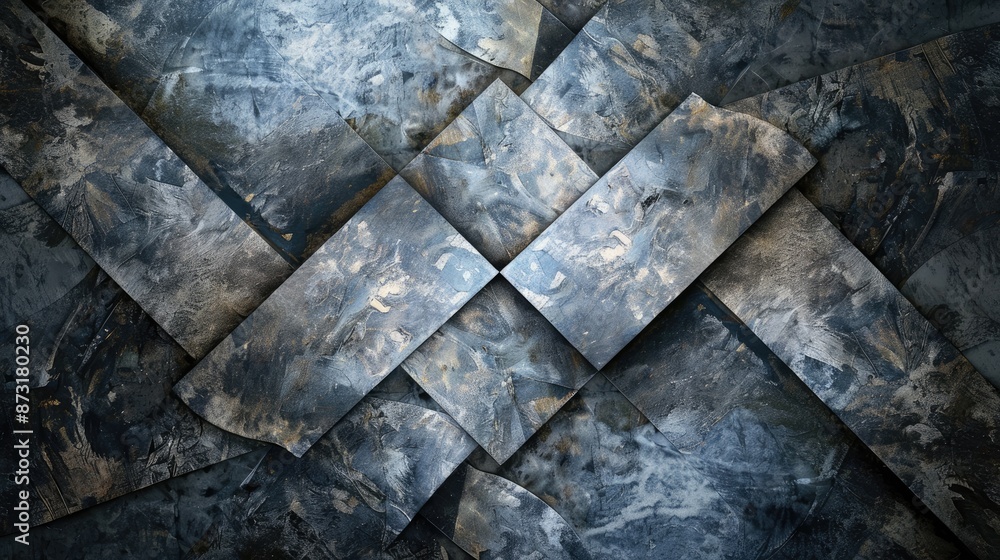 Poster an abstract background with geometric patterns and metallic textures