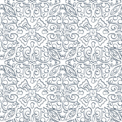 Black and white seamless pattern with arabesques  in a retro style. Vector illustration