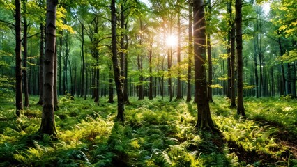 Obraz premium a forest filled with lots of green trees