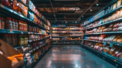 Obraz premium Supermarket Aisle with Various Products