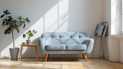 The modern light blue sofa