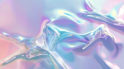 Obraz premium Holographic folds, minimalist design. Trendy texture, iridescent colors. Fluid and glossy appearance