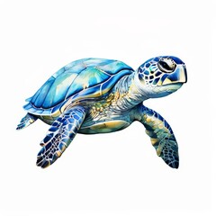 Fototapeta premium A sea-turtle watercolor illustration on white background.