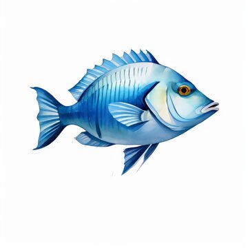 recommend clip art: A triggerfish watercolor illustration on white background.