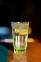 glass of water on a black background