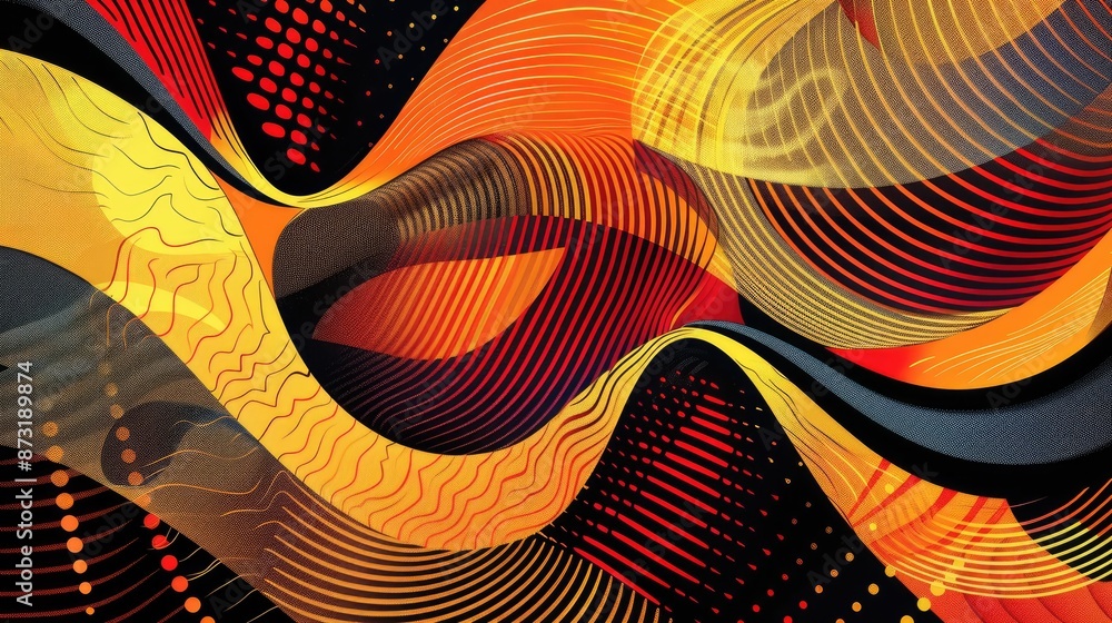 Poster an abstract background with repeating patterns in contrasting colors.