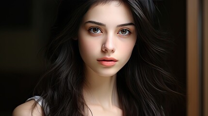 Fototapeta premium girl with long hairs and in traditional clothes