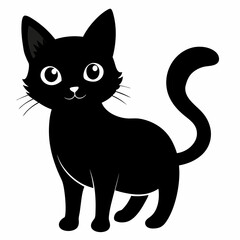 Fototapeta premium mini cat black vector silhouette