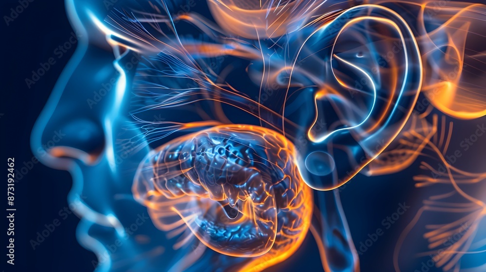 Aufkleber glowing neural synaptic connections in the cerebral cortex,visualizing the power of the mind