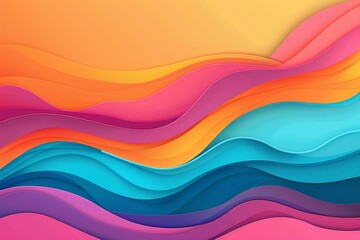 Obraz premium Vibrant abstract waves flat design, front view, natureinspired theme, animation, vivid.,