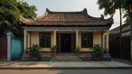 Fototapeta premium traditional tube house with a tiled roof