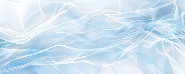 Fototapeta premium Blue and white wavy lines on an abstract background with soft shapes in light gray and sky blue tones