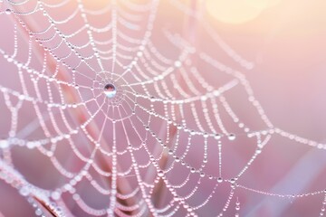 Naklejka premium A spider web with dew drops on it