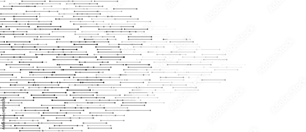 Poster Abstract background with lines in chaos and 2 dots on every lines. Random gray colors background speed concept.