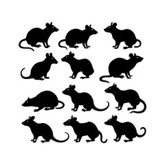 a collection of black and white illustrations of a rat and a mouse.