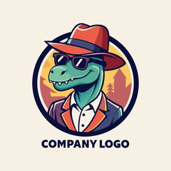 a cartoon image of a dinosaur wearing a hat and sunglasses.