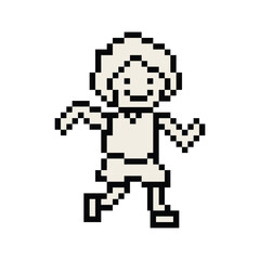 Cute pixel cartoon 8bit character man run or running jog lifestyle for decoration life style 8 bit male boy jog marathon exercise png vector.