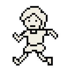 Cute pixel cartoon 8bit character man run or running jog lifestyle for decoration life style 8 bit male boy jog marathon exercise png vector.
