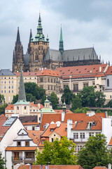 Cityscape view of Prague castle and Mala strana in Prague, capital of Czech republic