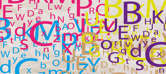 Creative and modern background with letters.
