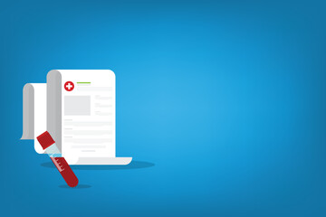 Blood analysis. Blood test icon. Medical analysis laboratory test. Medical sample in a plastic box and medical clipboard.	