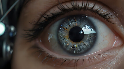 Naklejka premium a close up of a person's eye with a pair of scissors