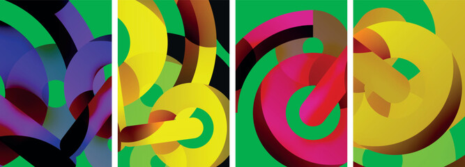Circle geometric abstract vector posters. Vector Illustration For Wallpaper, Banner, Background, Card, Book Illustration, landing page © antishock