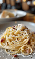 Decadent Carbonara Pasta with Crispy Bacon and Parmesan