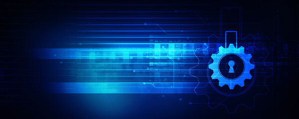 2d illustration Safety concept: Closed Padlock on digital background