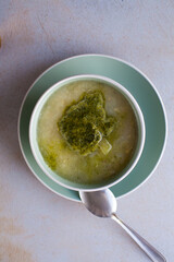 Photography of Sopa Verde. Healthy food concept.