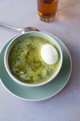 Photography of Sopa Verde Peruana. Peruvian and healthy food concept.