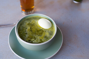 Photography of Sopa Verde Peruana. Peruvian and healthy food concept.