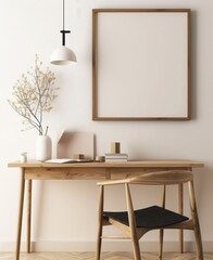 Minimalist Modern Desk Setup with Wooden Accents and Neutral Colors