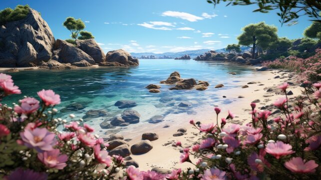 pink flowers in the front of house hd 8k wallpaper photographic image 