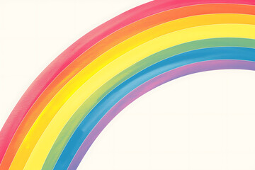 Cartoon rainbow rendered on a white background, featuring bright and vibrant colors in a smooth, arched shape, perfect for cheerful and playful designs.