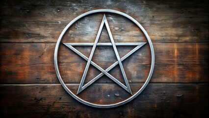 Pentagram  pentalpha pentangle inverted label sign.