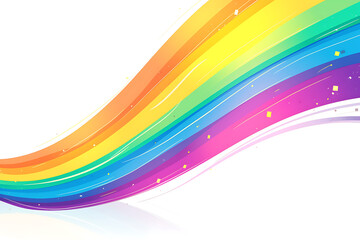 Cartoon rainbow rendered on a white background, featuring bright and vibrant colors in a smooth, arched shape, perfect for cheerful and playful designs.