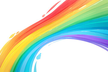Cartoon rainbow rendered on a white background, featuring bright and vibrant colors in a smooth, arched shape, perfect for cheerful and playful designs.