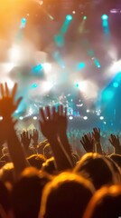 Obraz premium Vibrant Concert Moment: Hands Raised, Lights and Music Unite
