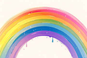 Obraz premium Cartoon rainbow rendered on a white background, featuring bright and vibrant colors in a smooth, arched shape, perfect for cheerful and playful designs.