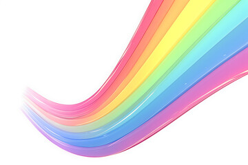 Cartoon rainbow rendered on a white background, featuring bright and vibrant colors in a smooth, arched shape, perfect for cheerful and playful designs.