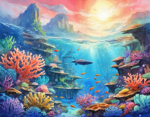 Coral Reef's landscape anime style