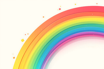 Cartoon rainbow rendered on a white background, featuring bright and vibrant colors in a smooth, arched shape, perfect for cheerful and playful designs.