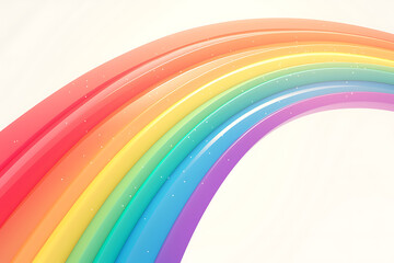 Cartoon rainbow rendered on a white background, featuring bright and vibrant colors in a smooth, arched shape, perfect for cheerful and playful designs.