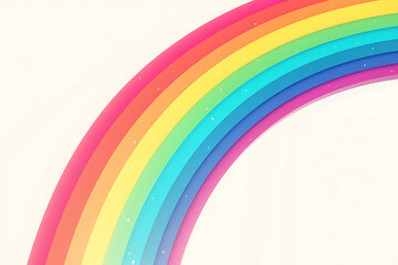Cartoon rainbow rendered on a white background, featuring bright and vibrant colors in a smooth, arched shape, perfect for cheerful and playful designs.