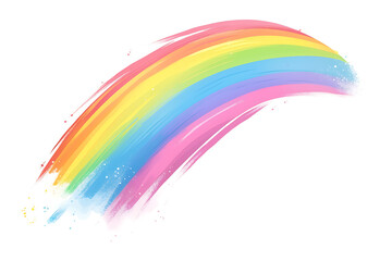 Cartoon rainbow rendered on a white background, featuring bright and vibrant colors in a smooth, arched shape, perfect for cheerful and playful designs.