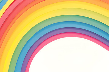 Cartoon rainbow rendered on a white background, featuring bright and vibrant colors in a smooth, arched shape, perfect for cheerful and playful designs.